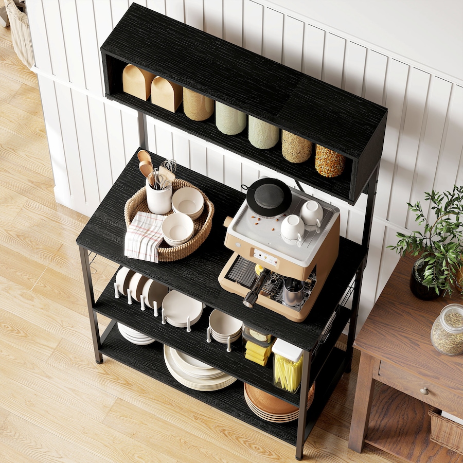 Image 927067_ALTMORE7.jpg, Product 927-067 / Price $119.99, HOMCOM Baker's Rack with Power Outlet, USB Charger, Microwave Stand, Black from HOMCOM on TSC.ca's Home & Garden department