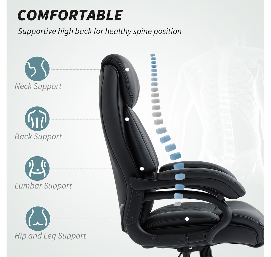 Image 927075_ALTMORE3.jpg, Product 927-075 / Price $159.99, HOMCOM PU Leather Office Chair with Spring Padding, Desk Chair, Black from HOMCOM on TSC.ca's Home & Garden department