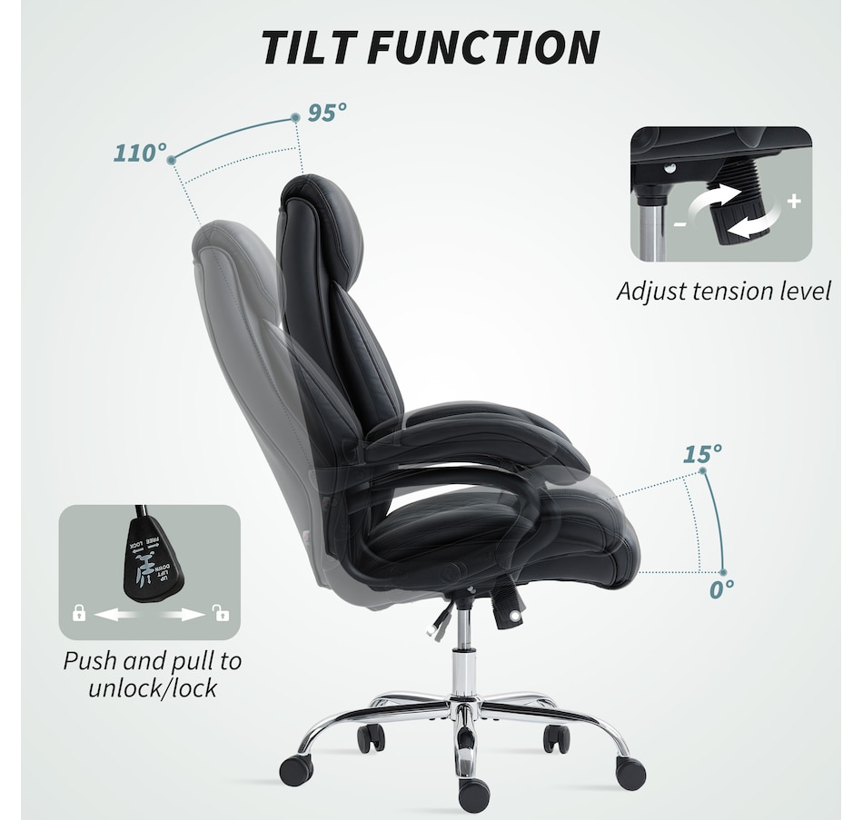 Image 927075_ALTMORE5.jpg, Product 927-075 / Price $159.99, HOMCOM PU Leather Office Chair with Spring Padding, Desk Chair, Black from HOMCOM on TSC.ca's Home & Garden department