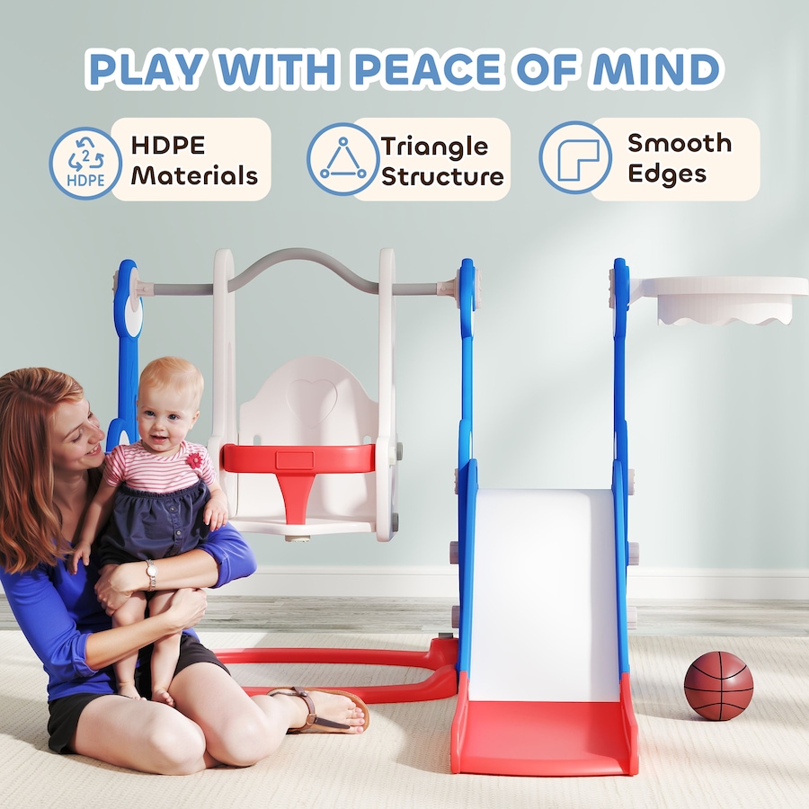 Image 928862_ALTMORE6.jpg, Product 928-862 / Price $139.99, Qaba 4-in-1 Slide and Swing Set with Basketball Hoop, Climber, Dark Blue from Qaba on TSC.ca's Home & Garden department