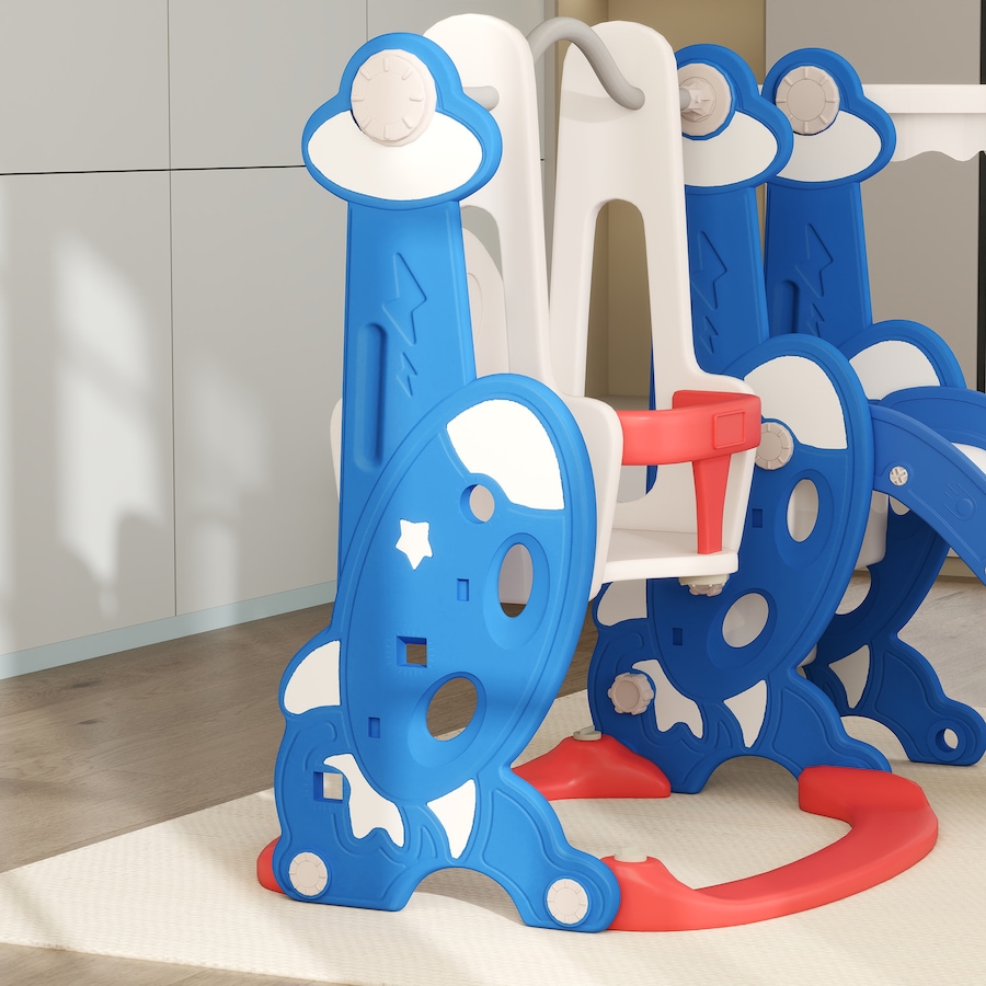 Image 928862_ALTMORE7.jpg, Product 928-862 / Price $139.99, Qaba 4-in-1 Slide and Swing Set with Basketball Hoop, Climber, Dark Blue from Qaba on TSC.ca's Home & Garden department