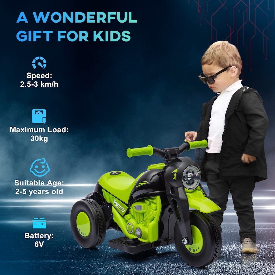 Image 928874_ALTMORE6.jpg, Product 928-874 / Price $89.99, Qaba Electric Bike, Ride on Bubble Car w/ LED Headlight, Music Green from Qaba on TSC.ca's Toys & Hobbies department