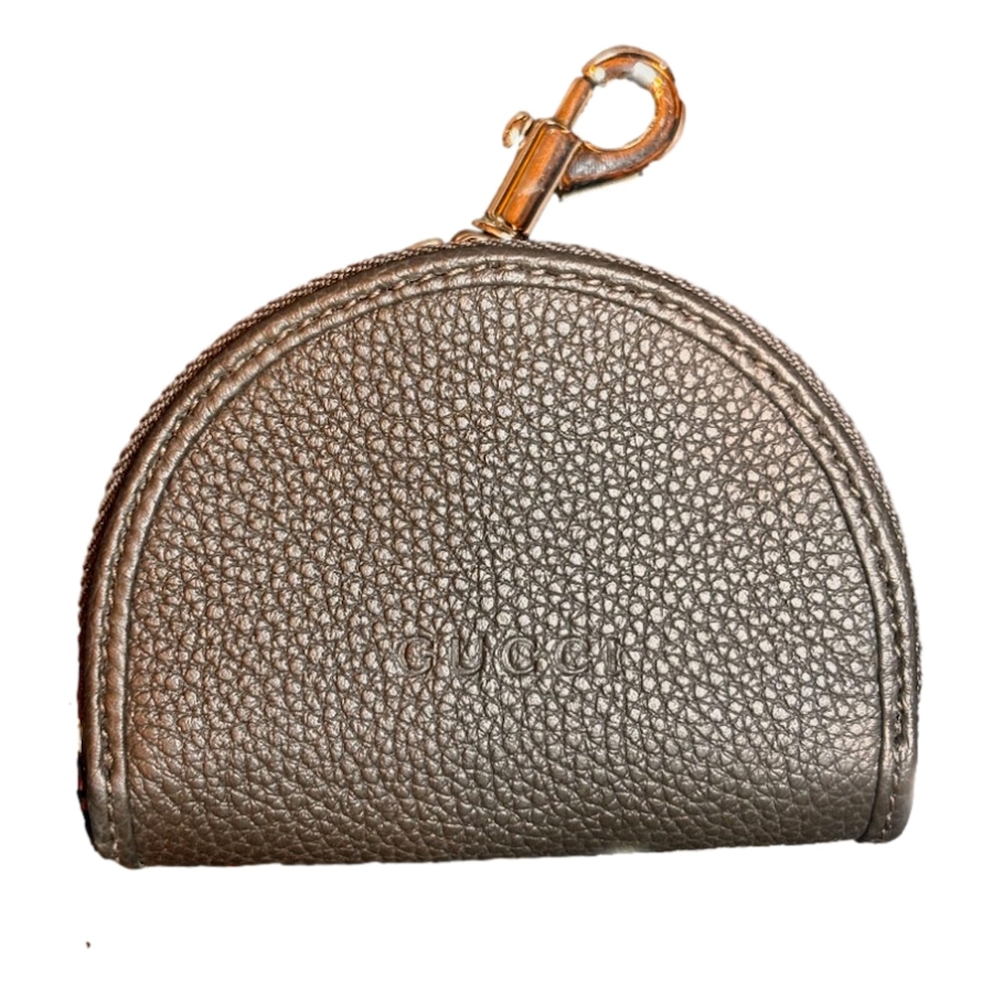 Image 929020.jpg, Product 929-020 / Price $716.00, Gucci Dark Gray Leather Earphone Case Zip Pouch Key Ring Clip from Gucci on TSC.ca's Fashion department