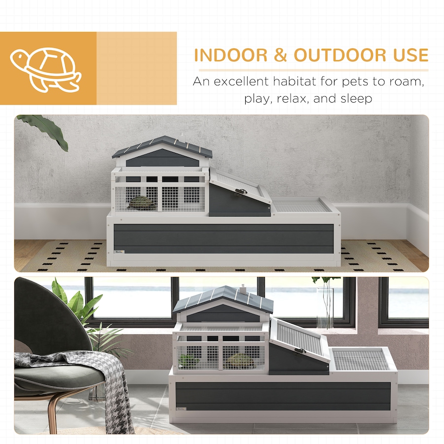 Image 929025_ALTMORE7.jpg, Product 929-025 / Price $179.99, PawHut Wooden Tortoise House with Balcony and Ramp Indoor/Outdoor, Grey from PawHut on TSC.ca's Home & Garden department