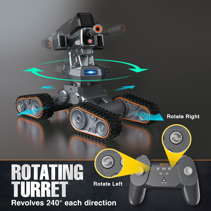Image 929026_ALTMORE2.jpg, Product 929-026 / Price $69.99, Contixo SC9 All-Terrain RC Tank with LED Lights, Rotating Turret & 2.4GHz Remote Control from Contixo on TSC.ca's Toys & Hobbies department