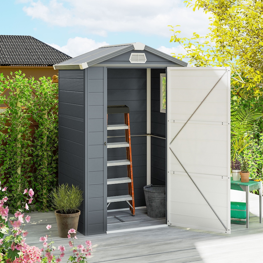 Image 929040_ALTMORE1.jpg, Product 929-040 / Price $419.99, Outsunny 4.4' x 3.3' Garden Storage Shed with Air Vents, Grey from Outsunny on TSC.ca's Home & Garden department