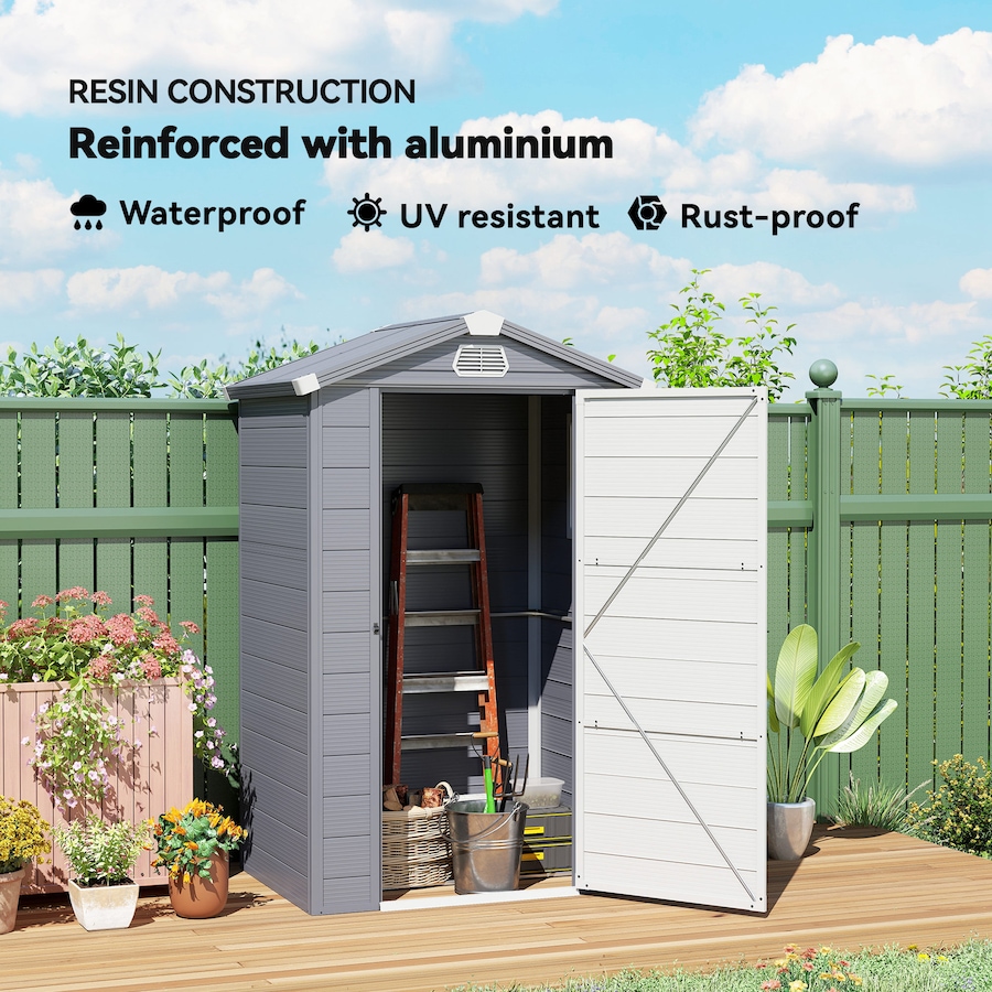 Image 929040_ALTMORE3.jpg, Product 929-040 / Price $419.99, Outsunny 4.4' x 3.3' Garden Storage Shed with Air Vents, Grey from Outsunny on TSC.ca's Home & Garden department