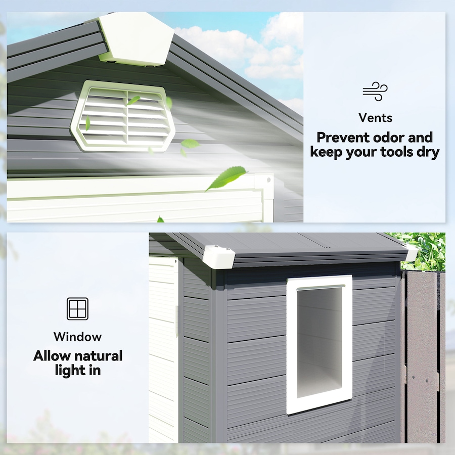 Image 929040_ALTMORE4.jpg, Product 929-040 / Price $419.99, Outsunny 4.4' x 3.3' Garden Storage Shed with Air Vents, Grey from Outsunny on TSC.ca's Home & Garden department