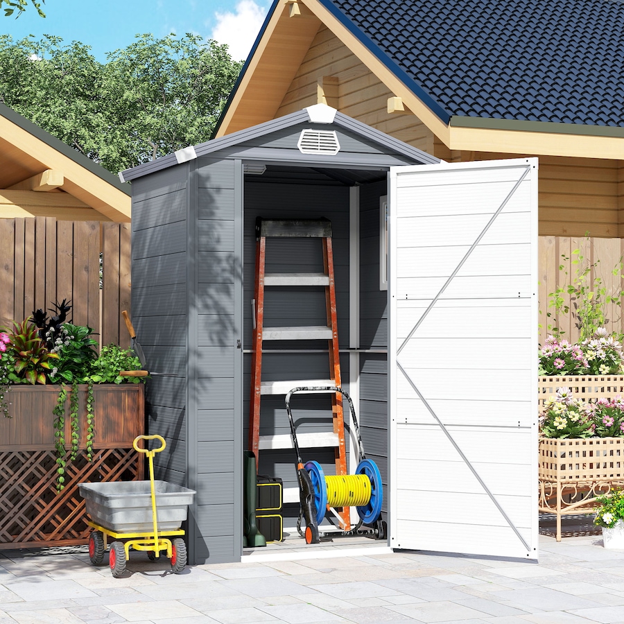 Image 929040_ALTMORE8.jpg, Product 929-040 / Price $419.99, Outsunny 4.4' x 3.3' Garden Storage Shed with Air Vents, Grey from Outsunny on TSC.ca's Home & Garden department