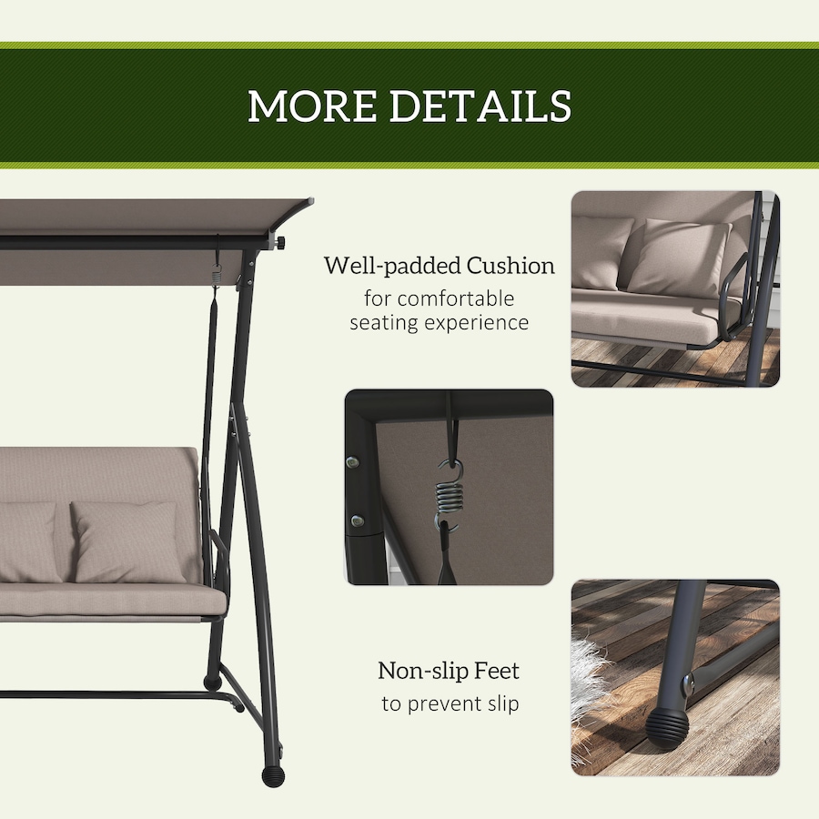 Image 929048_ALTMORE4.jpg, Product 929-048 / Price $409.99, Outsunny Patio Swing Chair, 3 Person Convertible Hammock from Outsunny on TSC.ca's Home & Garden department