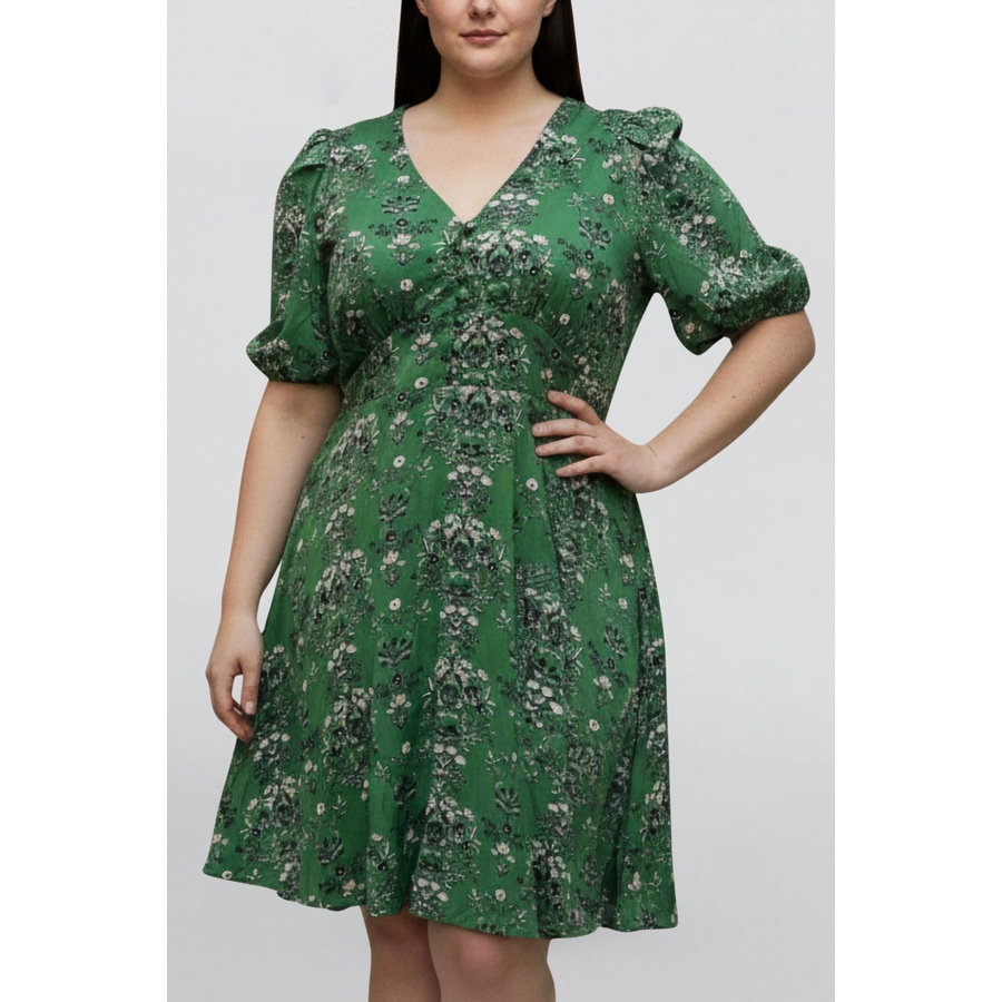 Image 929249_ST01.png, Product 929-249 / Price $112.44, Talia Green Floral Fit and Flare Dress Flowy Sleeves from ANNICK on TSC.ca's Fashion department