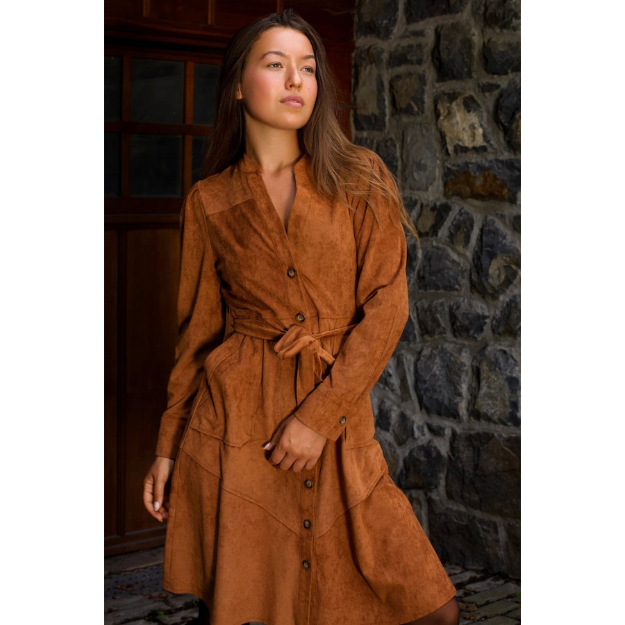 Image 929252_ALTMORE4.jpg, Product 929-252 / Price $74.98, Anastasia Faux Suede Women's Dress Button-Up Front Belted Waist from ANNICK on TSC.ca's Fashion department