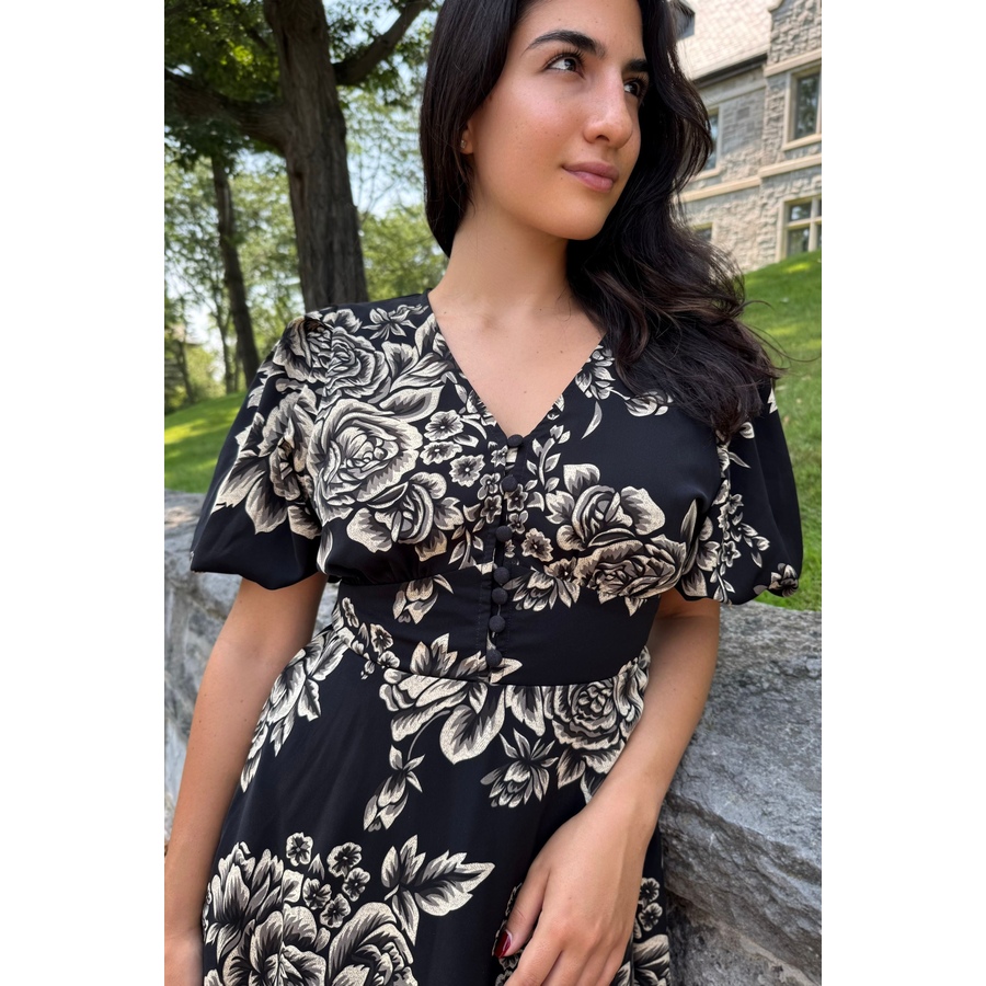Image 929254_ALTMORE1.jpg, Product 929-254 / Price $87.44, Lottie Black Floral Fit and Flare Dress Flowy Sleeves from ANNICK on TSC.ca's Fashion department