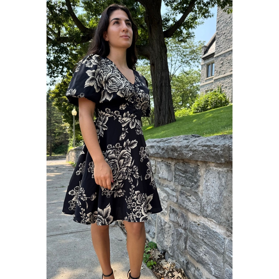 Image 929254_ALTMORE2.jpg, Product 929-254 / Price $87.44, Lottie Black Floral Fit and Flare Dress Flowy Sleeves from ANNICK on TSC.ca's Fashion department