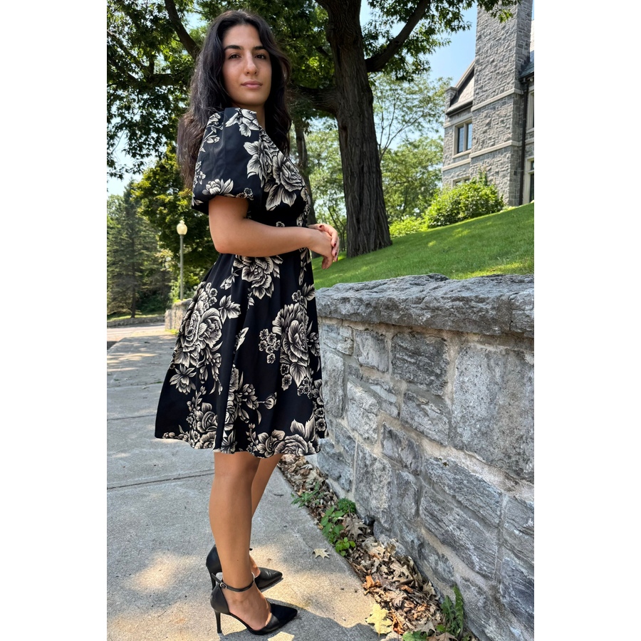 Image 929254_ALTMORE5.jpg, Product 929-254 / Price $87.44, Lottie Black Floral Fit and Flare Dress Flowy Sleeves from ANNICK on TSC.ca's Fashion department