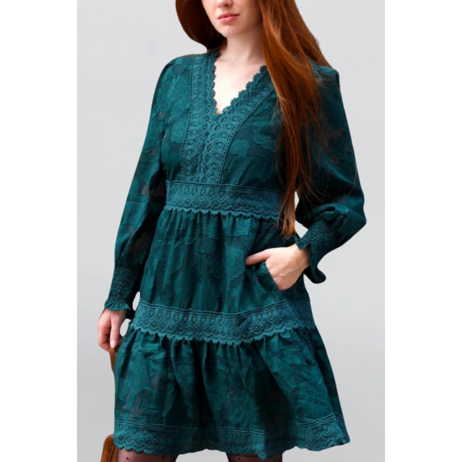 Image 929257_ST02.png, Product 929-257 / Price $61.85, Edith Floral Lace Boho Mini Dress Long Sleeves V-Neck Detailing from ANNICK on TSC.ca's Fashion department