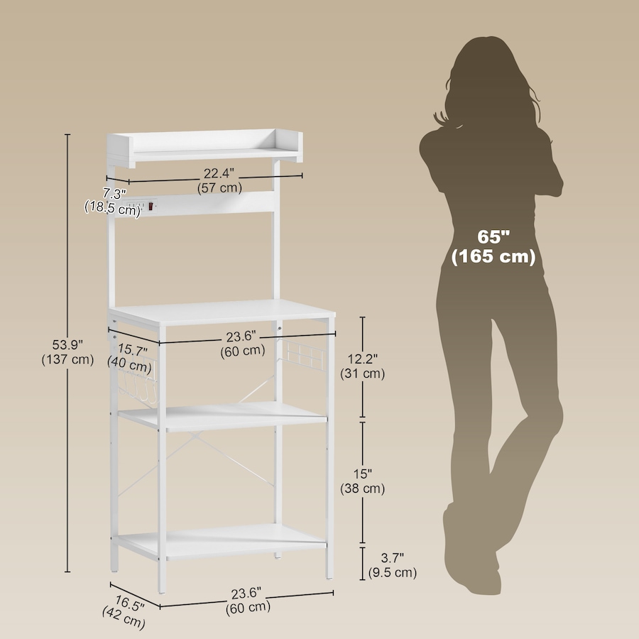 Image 929269_ALTMORE10.jpg, Product 929-269 / Price $97.99 - $100.99, HOMCOM Bakers Rack with Power Outlet, Adjustable Shelves, Microwave Stand from HOMCOM on TSC.ca's Home & Garden department