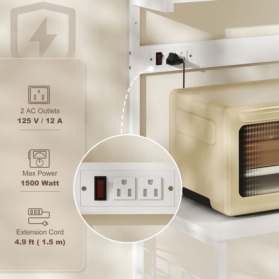 Image 929269_ALTMORE11.jpg, Product 929-269 / Price $97.99 - $100.99, HOMCOM Bakers Rack with Power Outlet, Adjustable Shelves, Microwave Stand from HOMCOM on TSC.ca's Home & Garden department