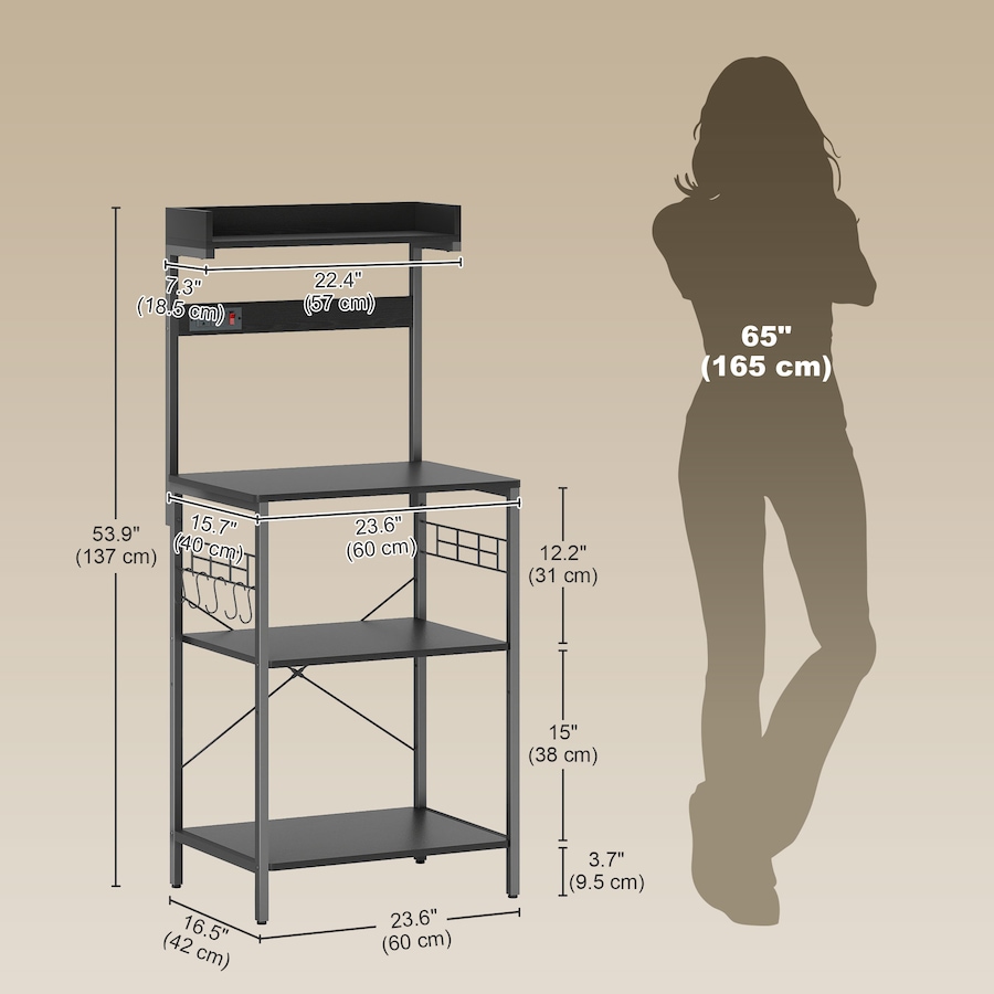 Image 929269_ALTMORE2.jpg, Product 929-269 / Price $97.99 - $100.99, HOMCOM Bakers Rack with Power Outlet, Adjustable Shelves, Microwave Stand from HOMCOM on TSC.ca's Home & Garden department