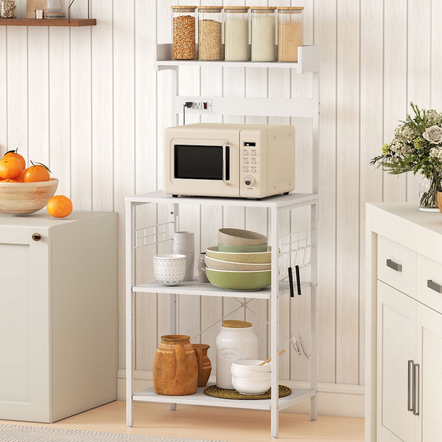 Image 929269_ALTMORE9.jpg, Product 929-269 / Price $97.99 - $100.99, HOMCOM Bakers Rack with Power Outlet, Adjustable Shelves, Microwave Stand from HOMCOM on TSC.ca's Home & Garden department