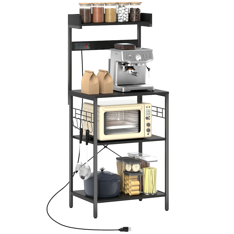 Image 929269_ST01.jpg, Product 929-269 / Price $97.99 - $100.99, HOMCOM Bakers Rack with Power Outlet, Adjustable Shelves, Microwave Stand from HOMCOM on TSC.ca's Home & Garden department
