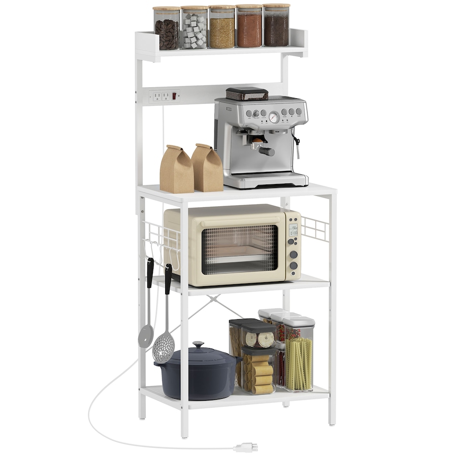 Image 929269_ST02.jpg, Product 929-269 / Price $97.99 - $100.99, HOMCOM Bakers Rack with Power Outlet, Adjustable Shelves, Microwave Stand from HOMCOM on TSC.ca's Home & Garden department