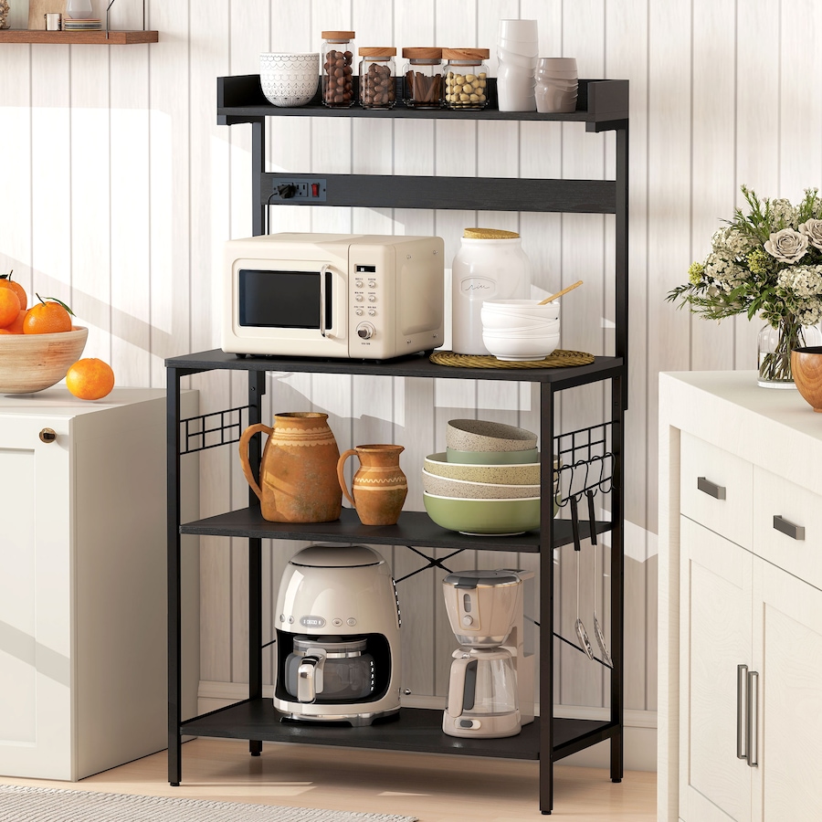 Image 929299_ALTMORE1.jpg, Product 929-299 / Price $99.99, HOMCOM Bakers Rack with Power Outlet, Adjustable Shelves, Microwave Stand from HOMCOM on TSC.ca's Home & Garden department