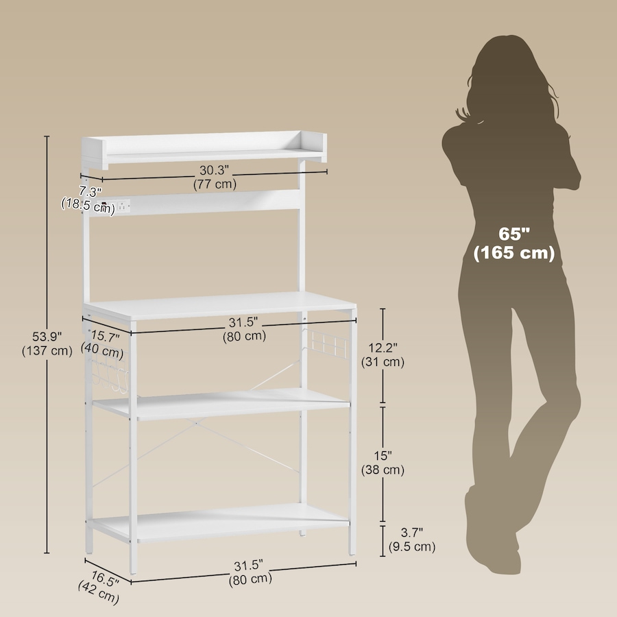 Image 929299_ALTMORE10.jpg, Product 929-299 / Price $99.99, HOMCOM Bakers Rack with Power Outlet, Adjustable Shelves, Microwave Stand from HOMCOM on TSC.ca's Home & Garden department