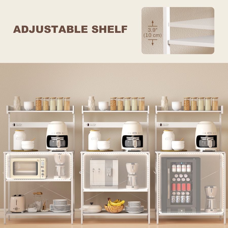Image 929299_ALTMORE12.jpg, Product 929-299 / Price $99.99, HOMCOM Bakers Rack with Power Outlet, Adjustable Shelves, Microwave Stand from HOMCOM on TSC.ca's Home & Garden department