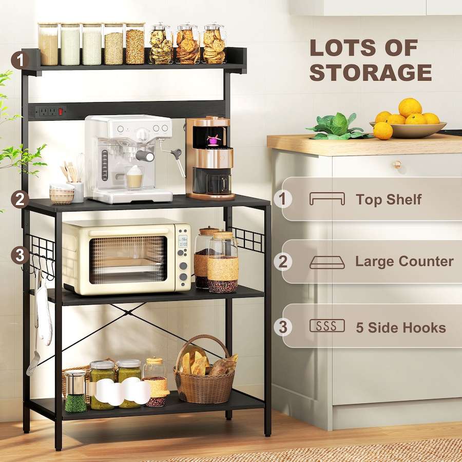 Image 929299_ALTMORE5.jpg, Product 929-299 / Price $99.99, HOMCOM Bakers Rack with Power Outlet, Adjustable Shelves, Microwave Stand from HOMCOM on TSC.ca's Home & Garden department