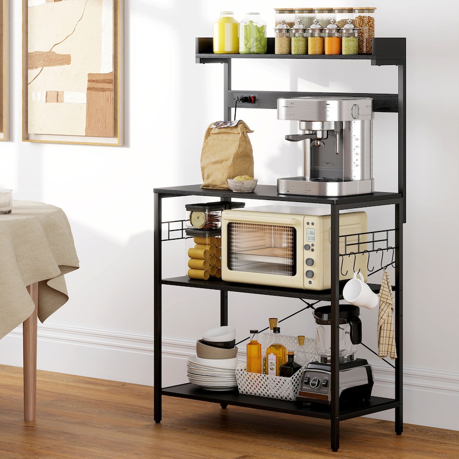 Image 929299_ALTMORE8.jpg, Product 929-299 / Price $99.99, HOMCOM Bakers Rack with Power Outlet, Adjustable Shelves, Microwave Stand from HOMCOM on TSC.ca's Home & Garden department