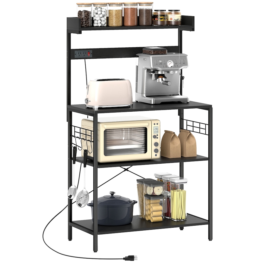 Image 929299_ST01.jpg, Product 929-299 / Price $99.99, HOMCOM Bakers Rack with Power Outlet, Adjustable Shelves, Microwave Stand from HOMCOM on TSC.ca's Home & Garden department