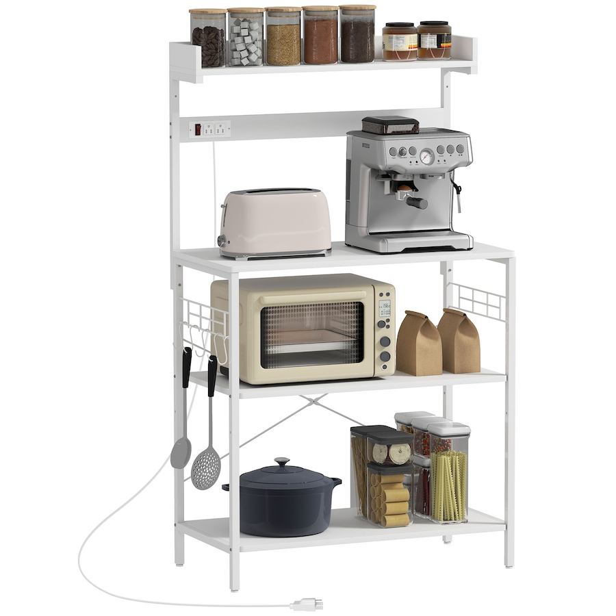 Image 929299_ST02.jpg, Product 929-299 / Price $99.99, HOMCOM Bakers Rack with Power Outlet, Adjustable Shelves, Microwave Stand from HOMCOM on TSC.ca's Home & Garden department
