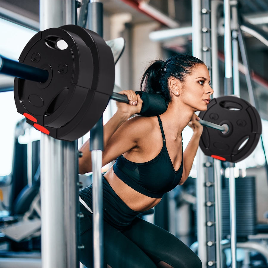 Image 929308_ALTMORE1.jpg, Product 929-308 / Price $79.99, Soozier Set of 4 1-Inch Weight Plates with 3 Grips, 2 x 17lbs + 2 x 11lbs from Soozier on TSC.ca's Health & Fitness department