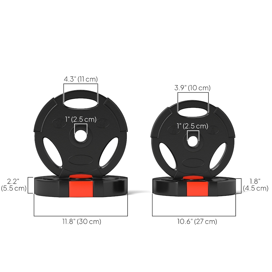 Image 929308_ALTMORE2.jpg, Product 929-308 / Price $79.99, Soozier Set of 4 1-Inch Weight Plates with 3 Grips, 2 x 17lbs + 2 x 11lbs from Soozier on TSC.ca's Health & Fitness department