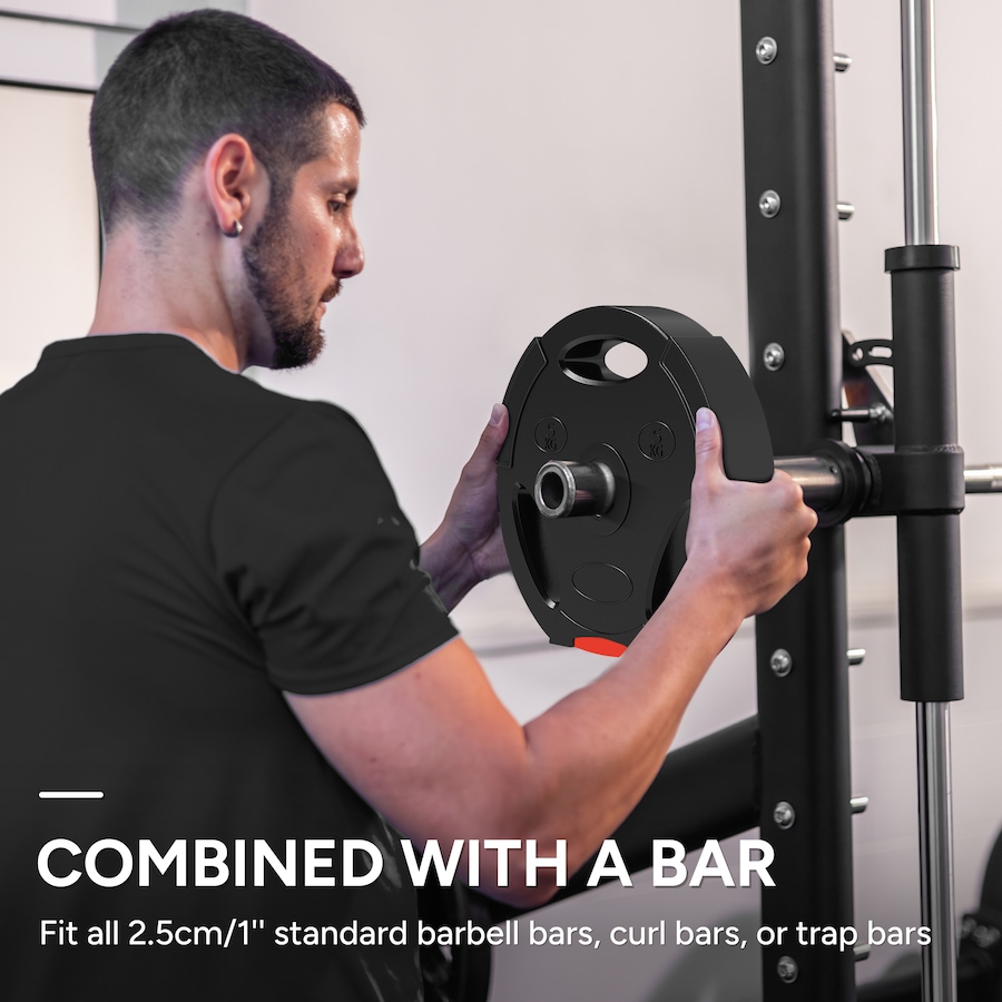 Image 929308_ALTMORE4.jpg, Product 929-308 / Price $79.99, Soozier Set of 4 1-Inch Weight Plates with 3 Grips, 2 x 17lbs + 2 x 11lbs from Soozier on TSC.ca's Health & Fitness department