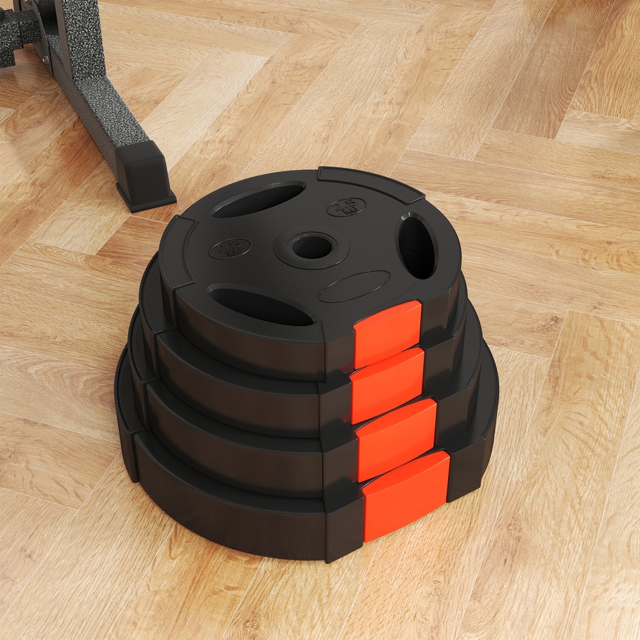 Image 929308_ALTMORE8.jpg, Product 929-308 / Price $79.99, Soozier Set of 4 1-Inch Weight Plates with 3 Grips, 2 x 17lbs + 2 x 11lbs from Soozier on TSC.ca's Health & Fitness department
