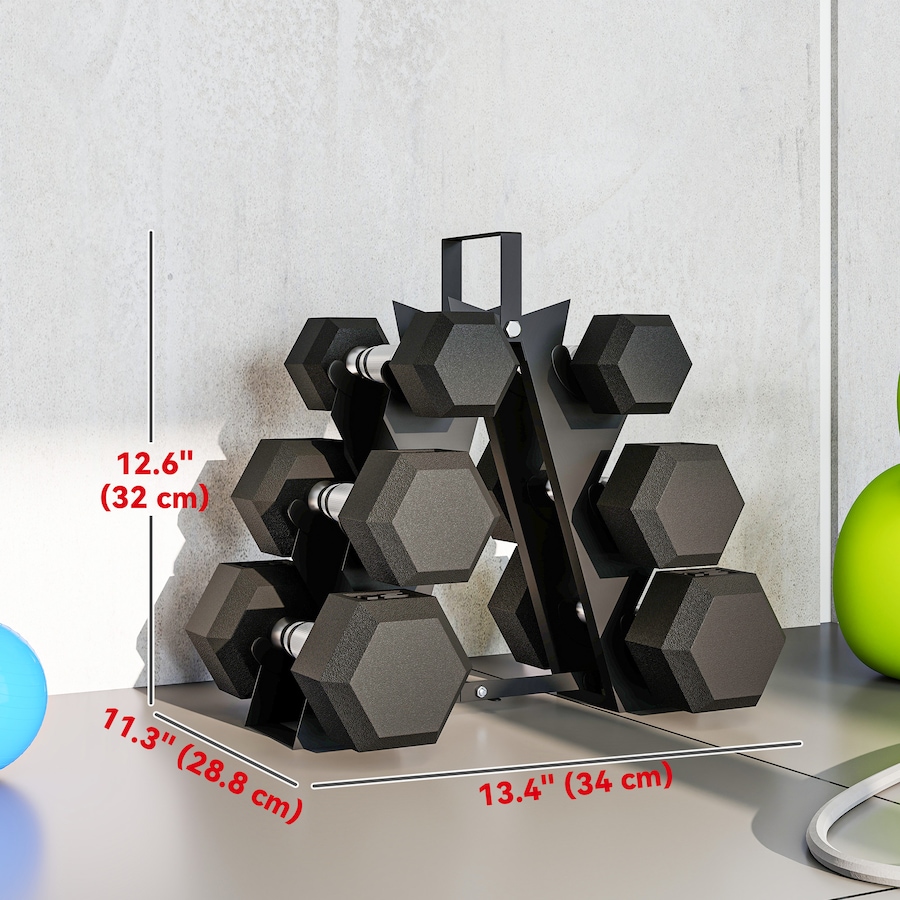 Image 929313_ALTMORE2.jpg, Product 929-313 / Price $159.99, Soozier 60 LBS Dumbbell Set with Rack, Rubber Coated Hex Hand Weights from Soozier on TSC.ca's Health & Fitness department