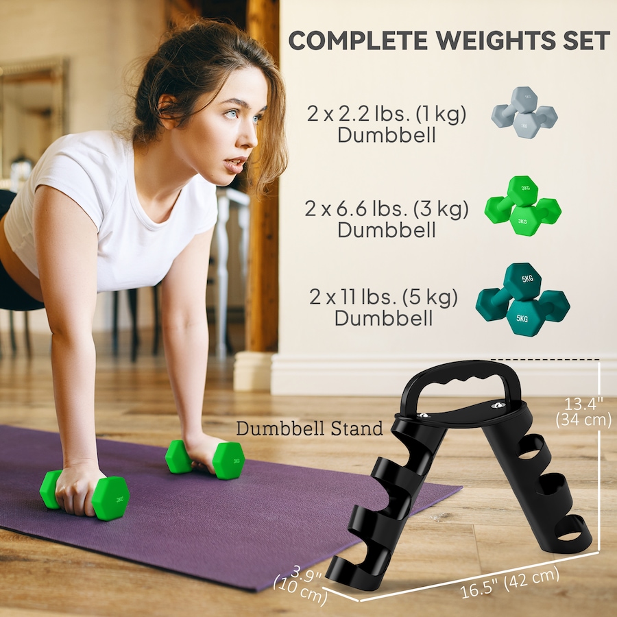 Image 929314_ALTMORE3.jpg, Product 929-314 / Price $89.99, Soozier 40 LBS Hex Dumbbell Set, Adjustable Dumbbells with Vertical Rack from Soozier on TSC.ca's Health & Fitness department