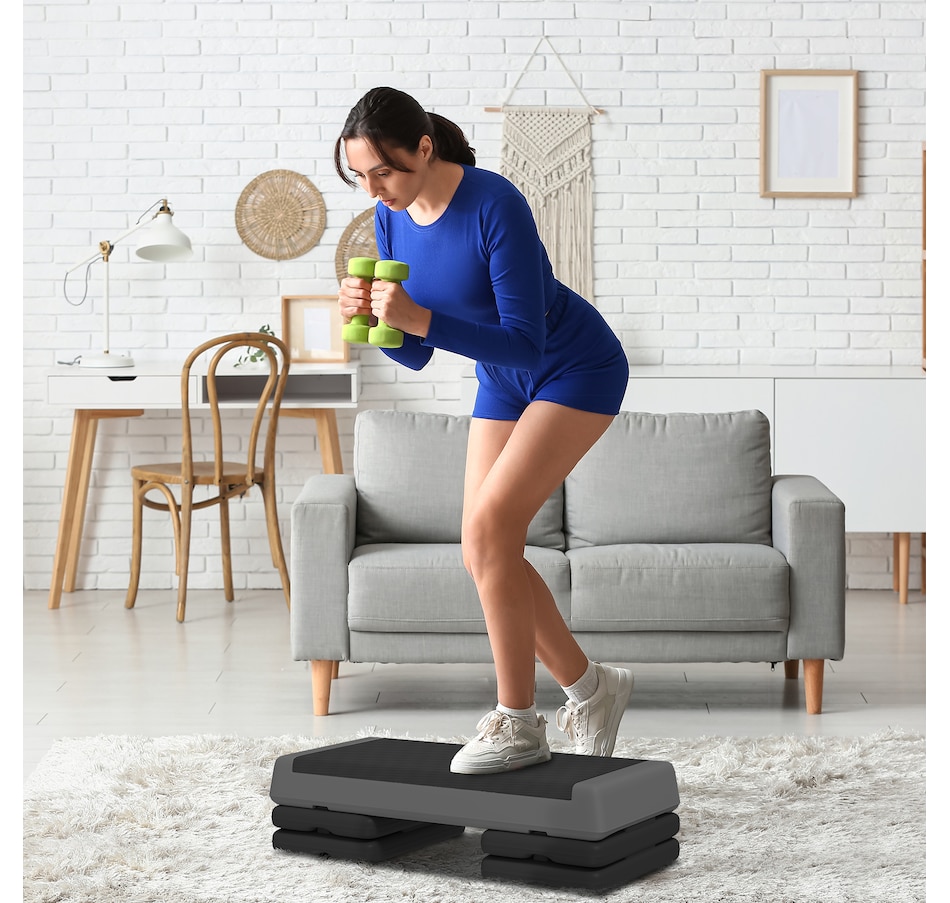Image 929317_ALTMORE1.jpg, Product 929-317 / Price $69.99, Soozier Adjustable Aerobic Stepper, 3-Level with Risers 4", 6", 8", Grey from Soozier on TSC.ca's Health & Fitness department