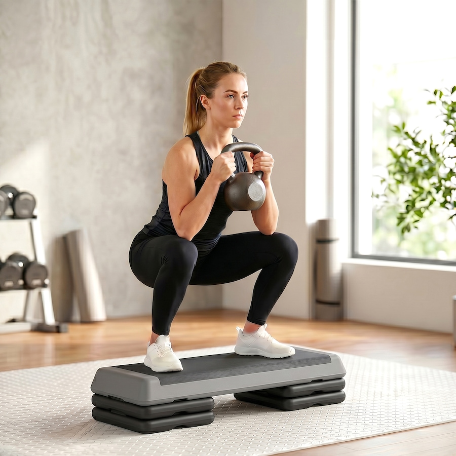 Image 929317_ALTMORE10.jpg, Product 929-317 / Price $65.99, Soozier Adjustable Aerobic Stepper, 3-Level with Risers 4", 6", 8", Grey from Soozier on TSC.ca's Health & Fitness department