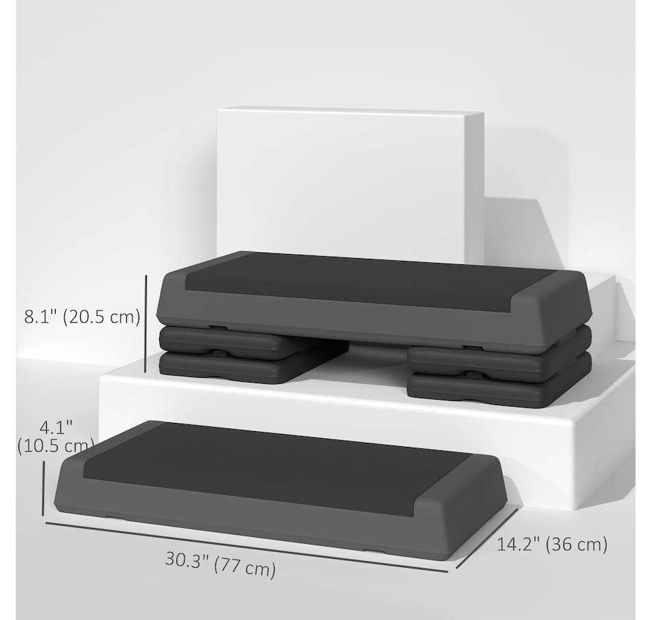Image 929317_ALTMORE2.jpg, Product 929-317 / Price $69.99, Soozier Adjustable Aerobic Stepper, 3-Level with Risers 4", 6", 8", Grey from Soozier on TSC.ca's Health & Fitness department