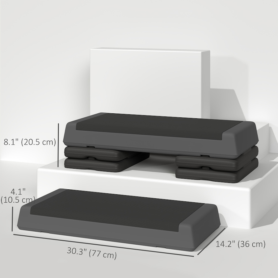Image 929317_ALTMORE2.jpg, Product 929-317 / Price $65.99, Soozier Adjustable Aerobic Stepper, 3-Level with Risers 4", 6", 8", Grey from Soozier on TSC.ca's Health & Fitness department