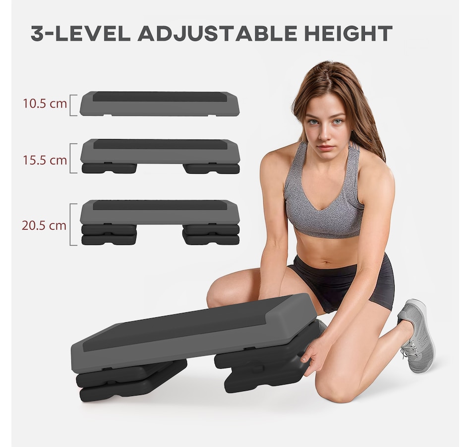 Image 929317_ALTMORE3.jpg, Product 929-317 / Price $69.99, Soozier Adjustable Aerobic Stepper, 3-Level with Risers 4", 6", 8", Grey from Soozier on TSC.ca's Health & Fitness department