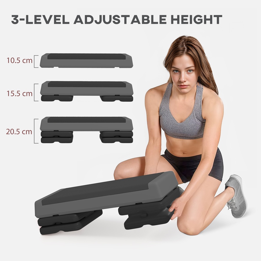Image 929317_ALTMORE3.jpg, Product 929-317 / Price $65.99, Soozier Adjustable Aerobic Stepper, 3-Level with Risers 4", 6", 8", Grey from Soozier on TSC.ca's Health & Fitness department