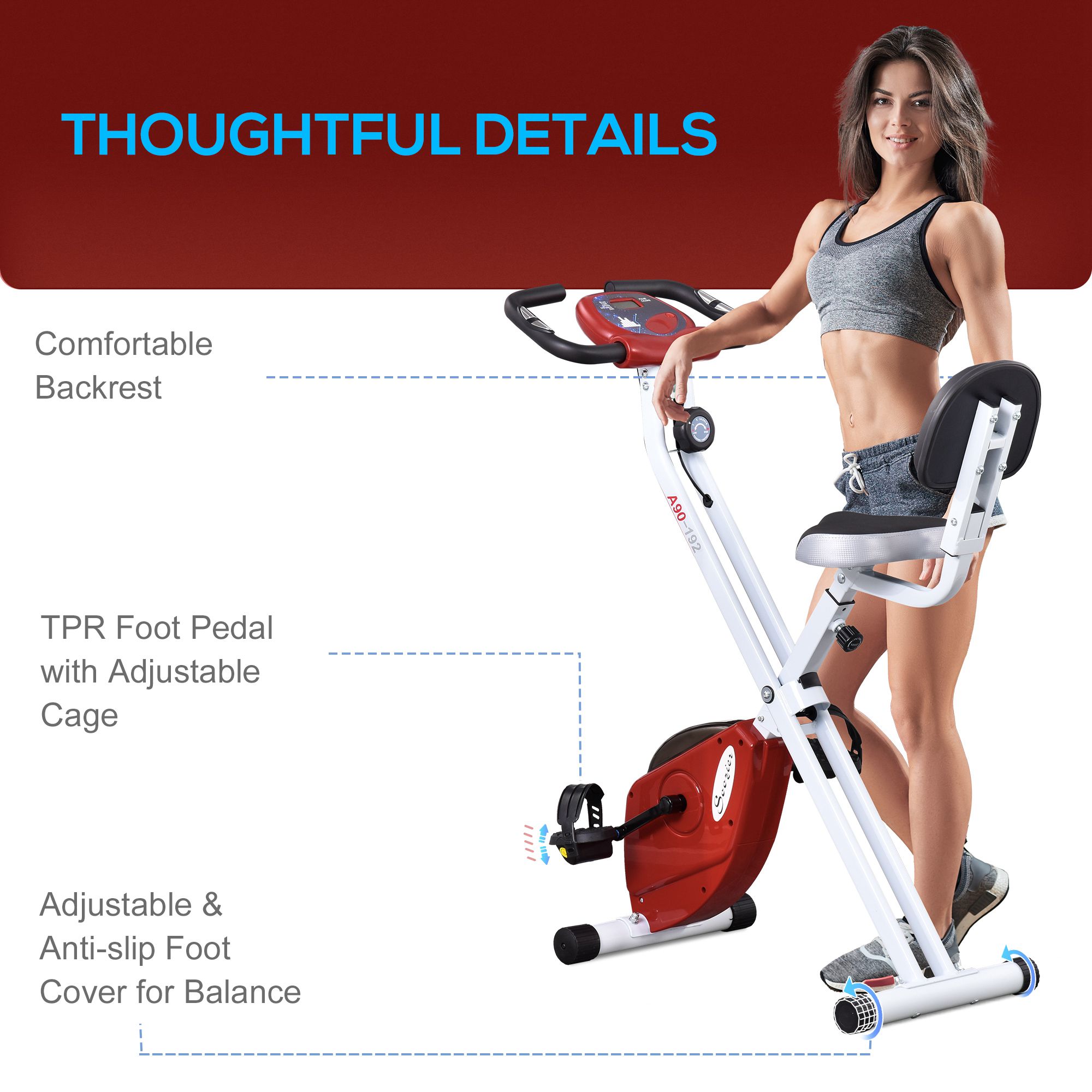 Soozier Foldable Exercise Bike with 8 Levels of Magnetic