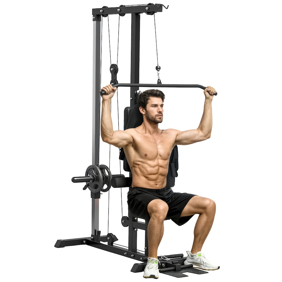 Image 929324.jpg, Product 929-324 / Price $209.99, Soozier Lat Pull Down Machine Cable Station with Flip-Up Footplate, Black from Soozier on TSC.ca's Health & Fitness department