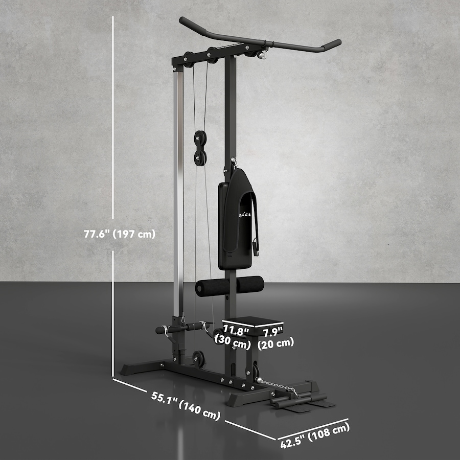 Image 929324_ALTMORE2.jpg, Product 929-324 / Price $209.99, Soozier Lat Pull Down Machine Cable Station with Flip-Up Footplate, Black from Soozier on TSC.ca's Health & Fitness department