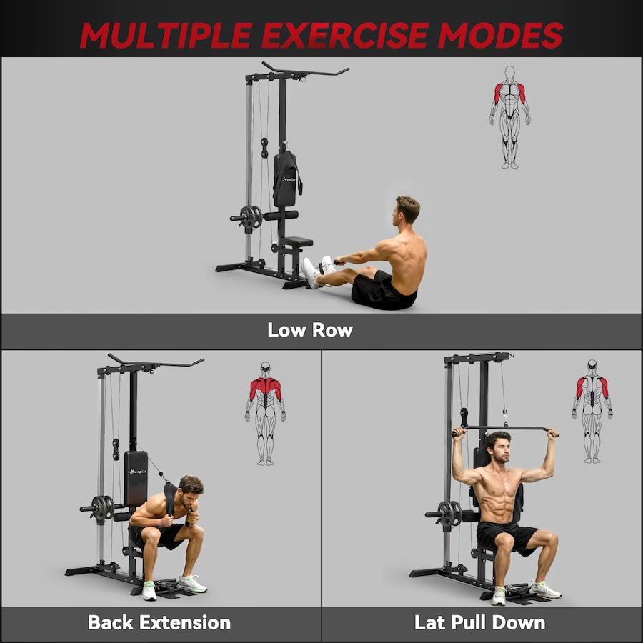 Image 929324_ALTMORE3.jpg, Product 929-324 / Price $209.99, Soozier Lat Pull Down Machine Cable Station with Flip-Up Footplate, Black from Soozier on TSC.ca's Health & Fitness department