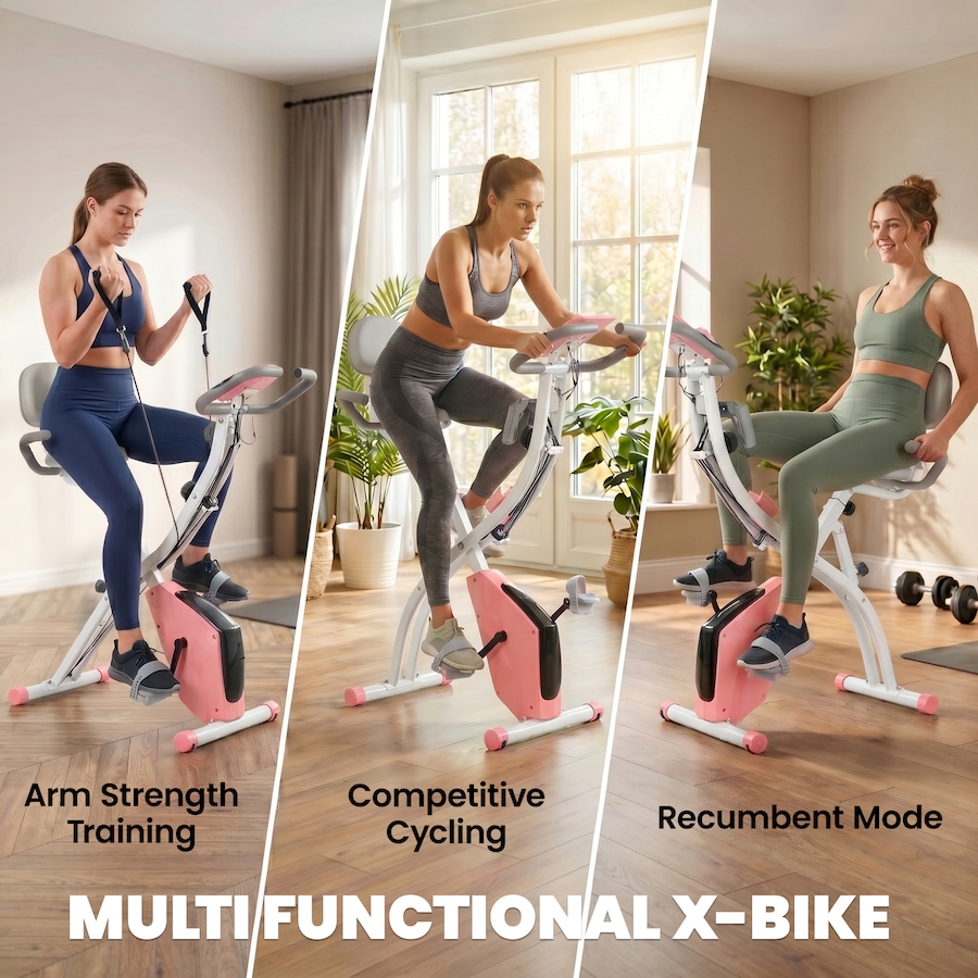 Image 929325_ALTMORE18.jpg, Product 929-325 / Price $189.99, Soozier 3 in 1 Folding Exercise Bike w/ 8-Level Magnetic Resistance, Pink from Soozier on TSC.ca's Health & Fitness department